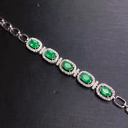 Emerald women's bracelet 925 silver inlaid natural emerald bracelet women's chain live supply wholesale