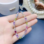 Simple Women Bracelet 925 Silver Natural Lantopa Garnet. Olivine Bracelet Women's Chain Straight