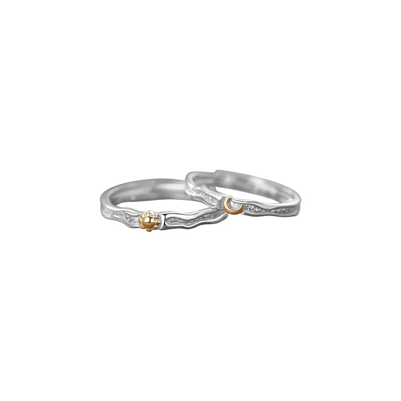 Original Po S999 Foot Silver Sun Moon Shuanghui Couple Pair Ring to Send Girlfriend Fresh Design Bracelet Cross-border Hair