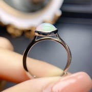 Factory wholesale explosions natural white opal ring S925 silver inlaid main stone 8*8 selling Europe and the United States a generation of hair