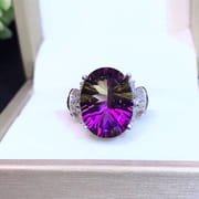 Purple Yellow Crystal women's ring 925 silver inlaid purple yellow crystal women's ring one-piece delivery open mouth adjustable
