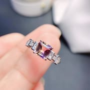 Natural Amethyst Ring Half Purple and Half Yellow Color Fresh 925 Silver Design Gem Inspection