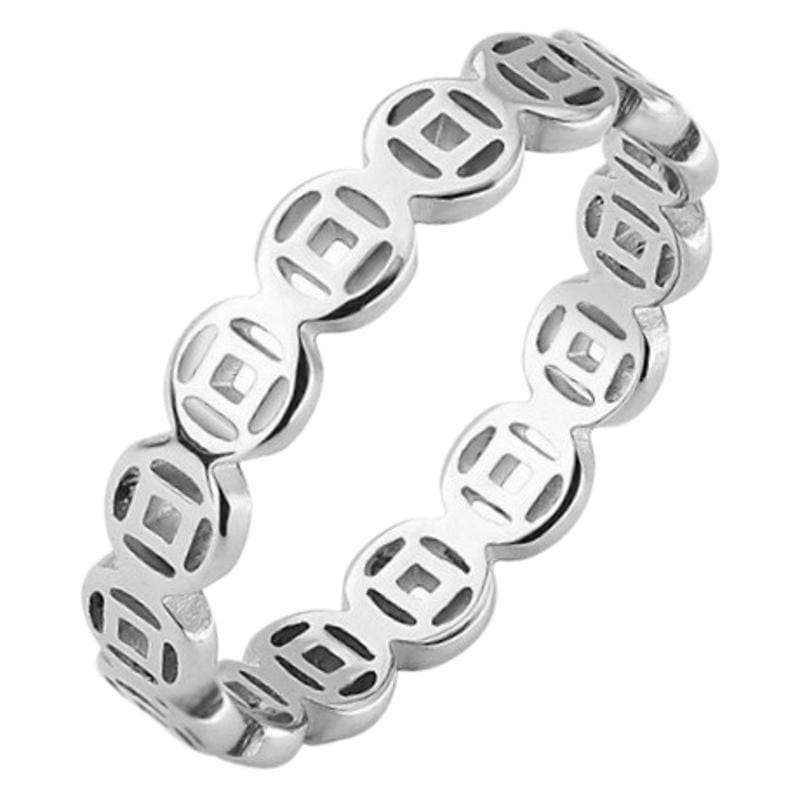 18K gold retro titanium steel copper money ring stainless steel money transfer ring explosions index finger men's and women's tail ring