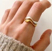 Cold Style Stacked Open-mouth Ring Food Finger Ring 925 Sterling Silver Wave Cross-border High-end Style Jewelry
