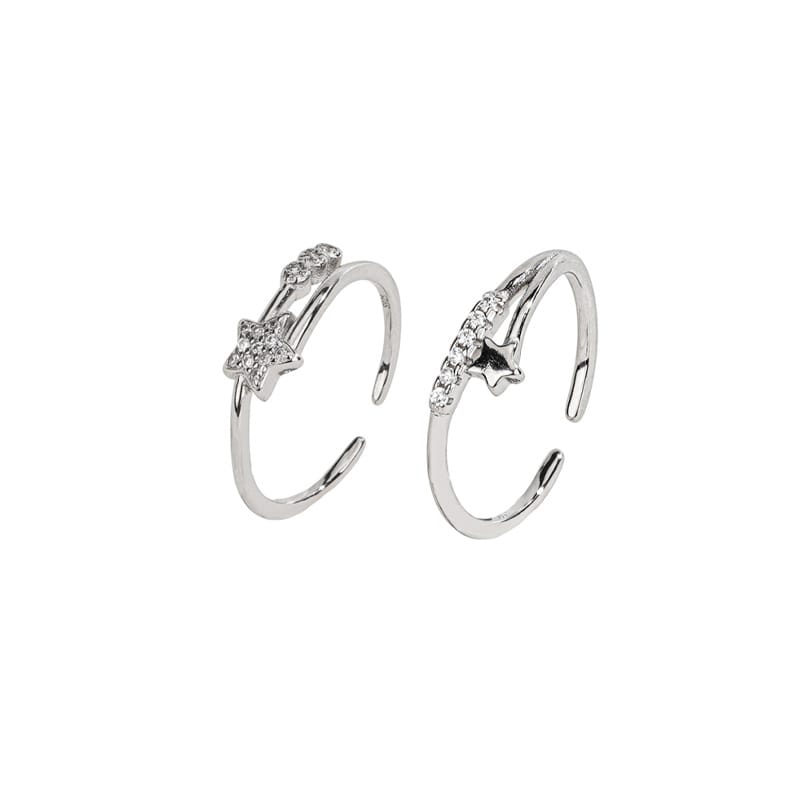 S925 sterling silver with zircon star fashion design open ring for women 