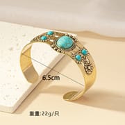 French Style Retro Court Style Turquoise Bracelet Women's Japanese-Korean Ins Style Niche Fashion Open Hand Jewelry