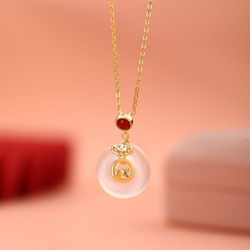 Po S999 Foot Silver Zodiac Necklace Red Birth Year Fortune Safe Simple Clavicle Chain Gift Giving
