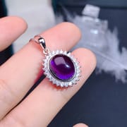 Amethyst pendant 925 sterling silver inlaid plating 18K gold ladies purple pendant manufacturers wholesale primary supply