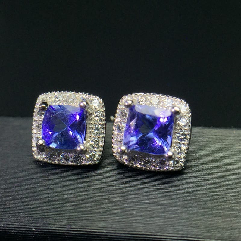 Natural tanzanite earrings wholesale 925 silver inlay like to come