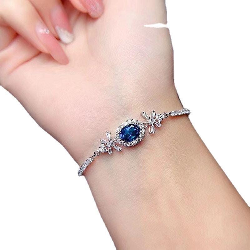 Natural London Blue Topaz 925 silver inlaid natural Topaz bracelet manufacturers do goods a generation of hair