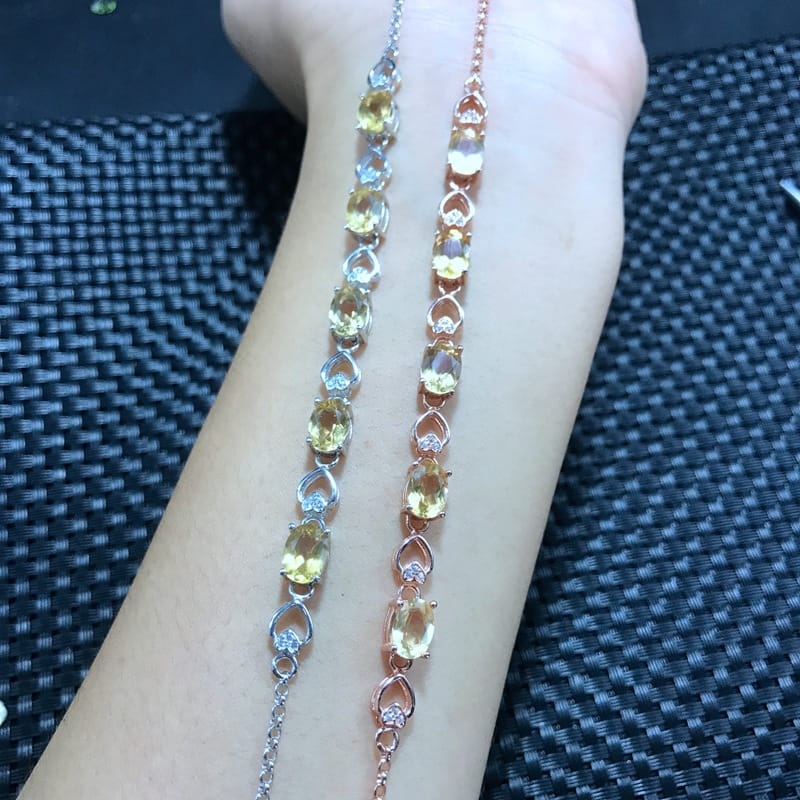 925 silver inlaid natural citrine bracelet 