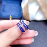 Natural Sapphire Ear Buckle 925 Silver Square Gemstone Fashion Design Color Treasure Supply Chain