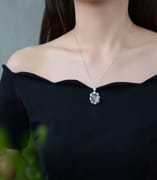 Light color 925 silver inlaid natural powder crystal pendant natural hibiscus stone large grain 10 karat
