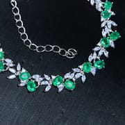 925 silver inlaid natural emerald bracelet with extended chain Women's bracelet TikTok supply wholesale