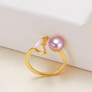Jewelry semicircle pearl shell ring pearl jewelry fishtail freshwater pearl ring for women