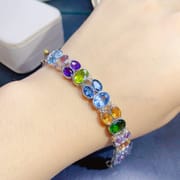 Duobao bracelet natural olivine Garnet diopside citrine amethyst Topaz 925 silver wholesale