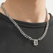 Cross-border Hot Selling Stainless Steel English Alphabet Pendant Necklace ins Cuban Hip Hop Fashion Street New Product