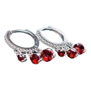 New Garnet ear buckle 925 silver inlaid Garnet women's ear buckle Garnet women's ear studs