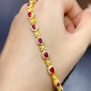 Natural laochu ruby bracelet 3 * 4mm 925 silver inlaid natural laochu ruby bracelet beautiful style