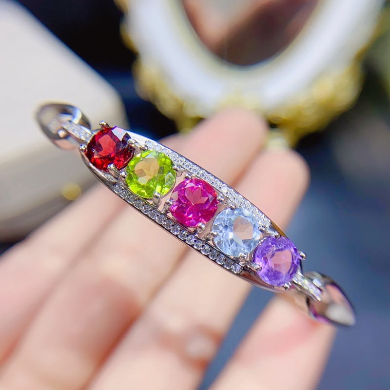 New arrival natural Duobao bracelet Garnet Topaz olivine amethyst color beautiful wholesale