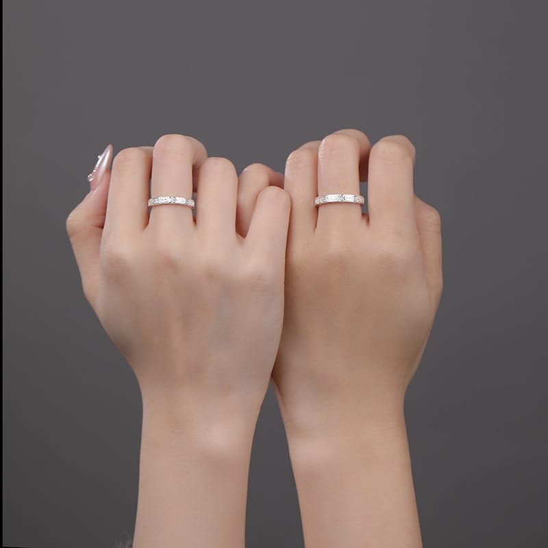 Po S999 Foot Silver Minimalist Gifting Ring Couple's Geometric Artistic Cold Temperament Niche Jewelry