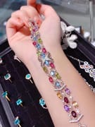 Duobao bracelet natural olivine Garnet diopside citrine amethyst Topaz 925 silver wholesale