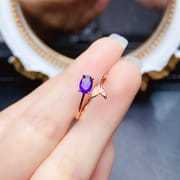 Factory wholesale explosions natural amethyst ring S925 silver inlaid main stone 4*6 selling Europe and the United States a generation of hair