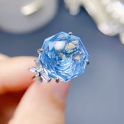 Jewelry live supply natural rose cutting craft lantopa ring 925 silver women's open mouth Crystal Dry