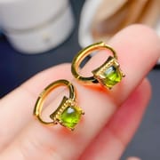 Fashion natural Tangta olivine earrings earrings 925 silver olivine 5*5 color good fire color