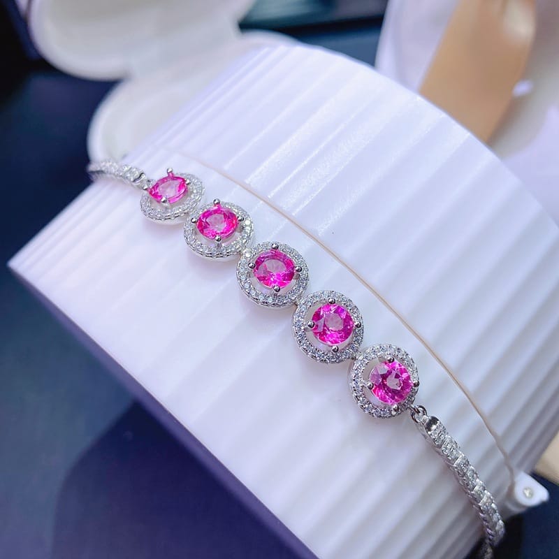 Natural powder Topaz bracelet small fresh beautiful 925 sterling silver Live supply store