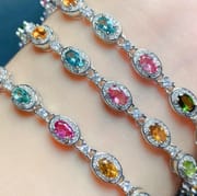 Fresh tourmaline bracelet 925 silver inlaid natural tourmaline bracelet women's bracelet one-piece delivery live broadcast supply