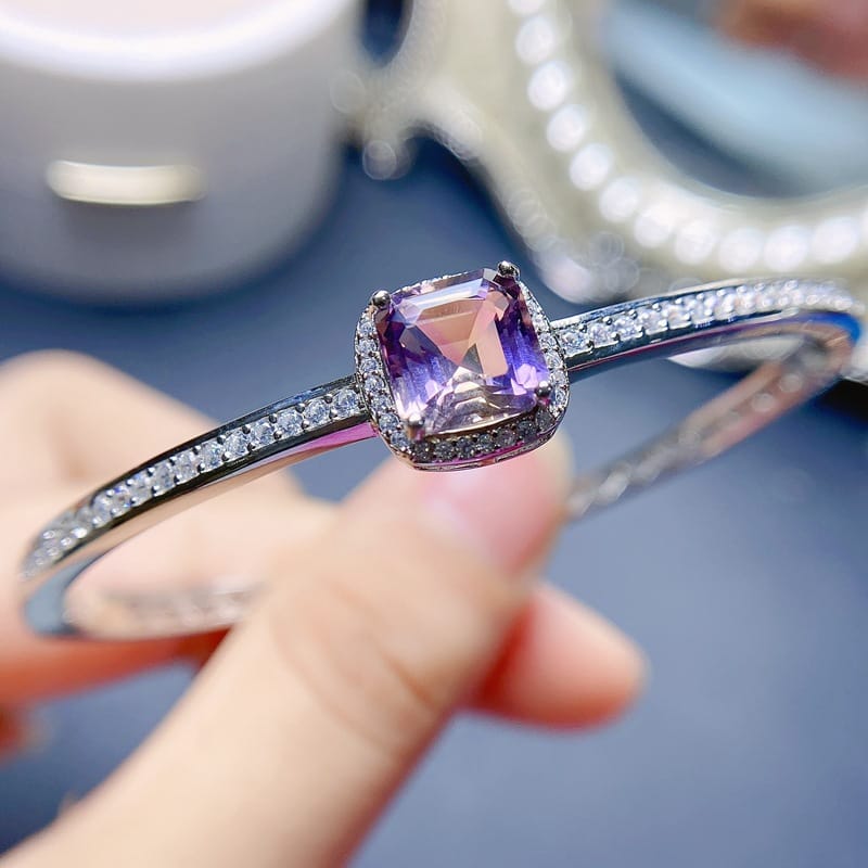 New on the new 925 silver natural Asche purple yellow crystal bracelet gift wholesale