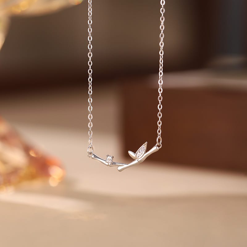 S999 Silver Bamboo Necklace 2024 New Fashion Niche Light Luxury High-end Design Clavicle Chain