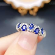 Factory wholesale explosions natural sapphire ring S925 silver inlaid with the main stone 3*4 selling Europe and the United States a generation of hair