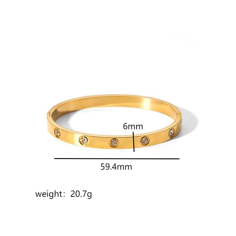 European and American-style light luxury bracelet six-pointed star buckle bracelet 18K gold stainless steel inlaid zirconium bracelet high-grade bracelet for women