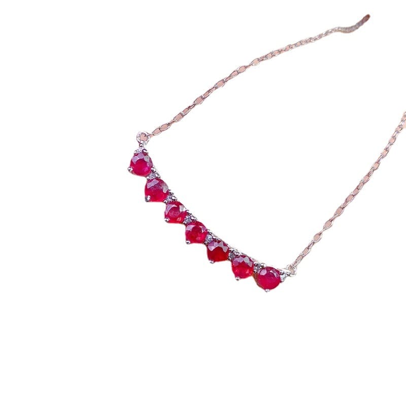 Fashion natural Ruby evening necklace 925 silver inlaid ruby with Row Women's clavicle necklace wholesale