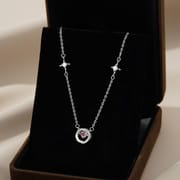 Po S999 Silver Love Ring Necklace Women's Advanced Sense Smart Fresh Temperament All-match Clavicle Chain for Hair