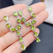 Fresh fashion natural olivine evening necklace 925 silver inlaid olivine women's clavicle necklace wholesale