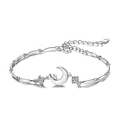 Po S999 Sterling Silver Brilliant Star Moon Bracelet Women's Shell Bracelet 2024 New Girlfriend Gift Valentine's Day