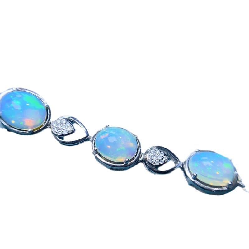 Natural opal bracelet 9*11mm light luxury exquisite ladies 925 silver inlaid gem fire beautiful color