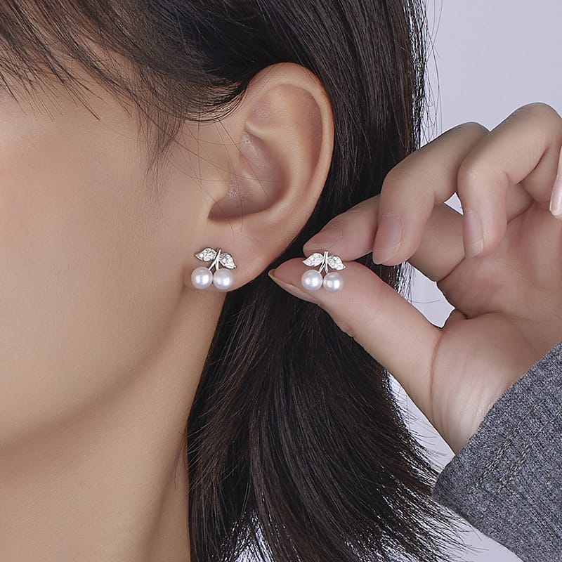 Natural Freshwater Pearl Earrings Simple Natural Fresh Small Cherry Freshwater Pearl Earrings Internet Celebrity New Style Earrings