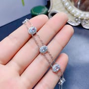 Fresh natural aquamarine bracelet 925 silver wholesale Women's bracelet 6 * 4mm crystal clean for girlfriend