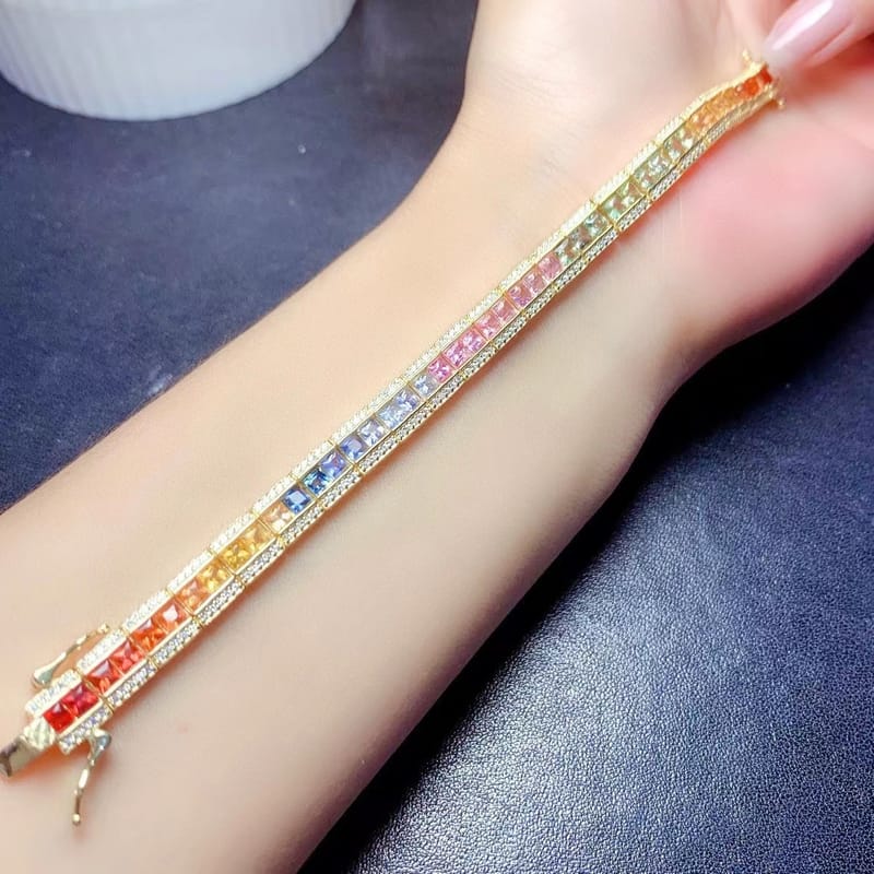 Luxury small fresh color blue treasure bracelet 925 silver natural color blue treasure bracelet 3*3 ladies Bracelet a piece