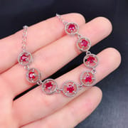 One-piece delivery girl ruby bracelet 925 silver ruby bracelet wholesale with extended chain adjustable