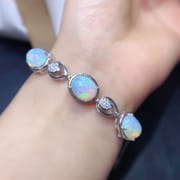 Natural opal bracelet 9*11mm light luxury exquisite ladies 925 silver inlaid gem fire beautiful color