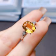 Factory wholesale explosions natural citrine ring S925 silver inlaid main stone 8*10 selling Europe and the United States a generation of hair