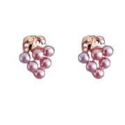 Natural Freshwater Pearl Earrings Grape String Retro Elegant Ear Studs Exquisite Simple Earrings Advanced Sense New Earrings