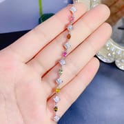 Simple fashion new natural tourmaline 3 * 4mm women's bracelet 925 silver color treasure wholesale gift for girlfriend