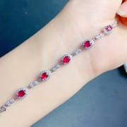 New Burned Ruby Bracelet Exquisite 925 Silver Inlaid Style Beautiful Ladies Live Supply Overseas Supply