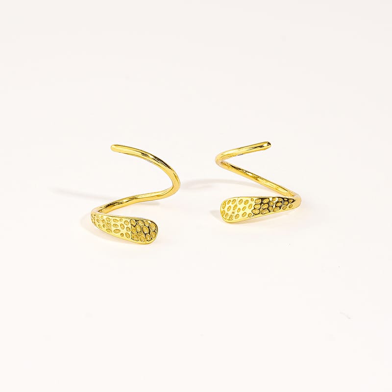 S925 sterling silver niche design double-layer line earrings female temperament concave-convex granular earrings simple